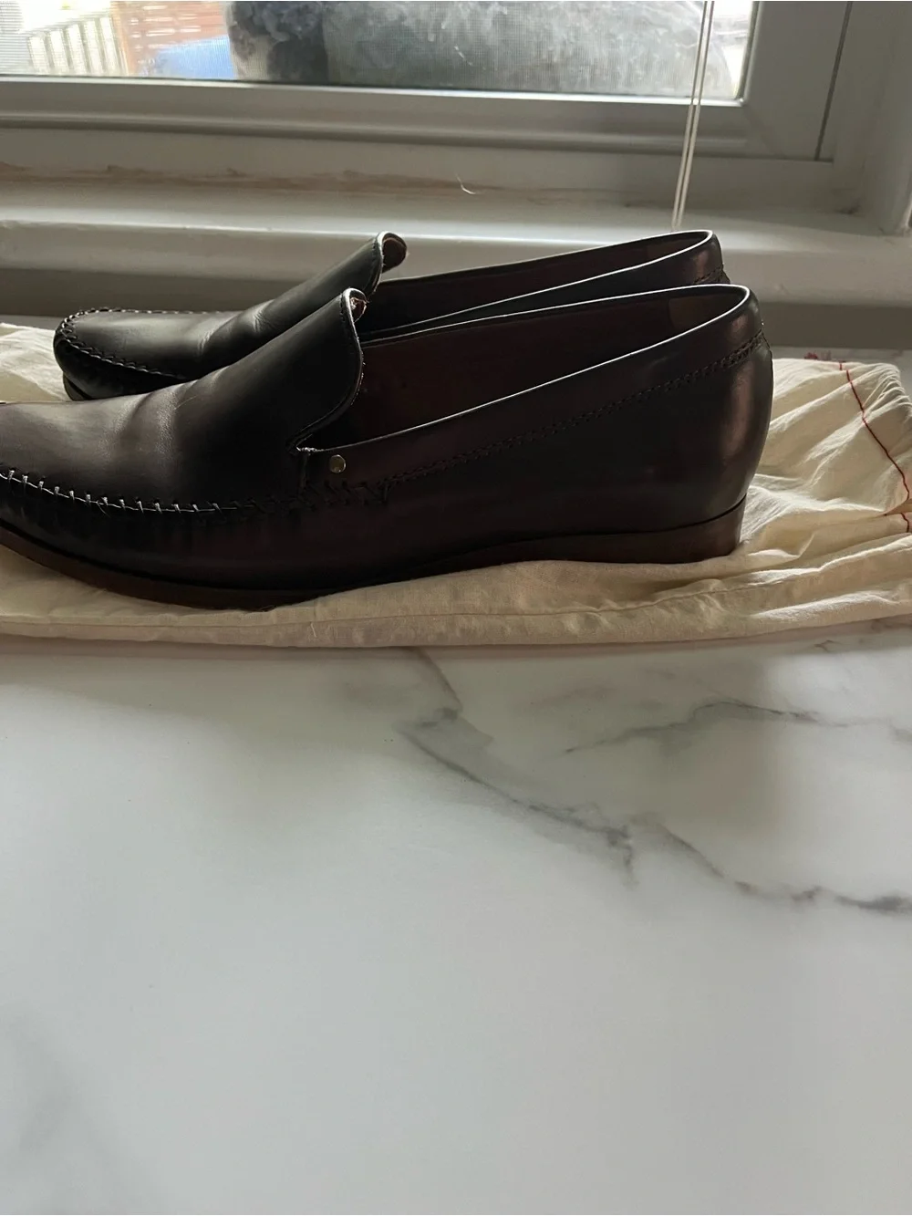 Trask Brown Leather Slip-On Loafers